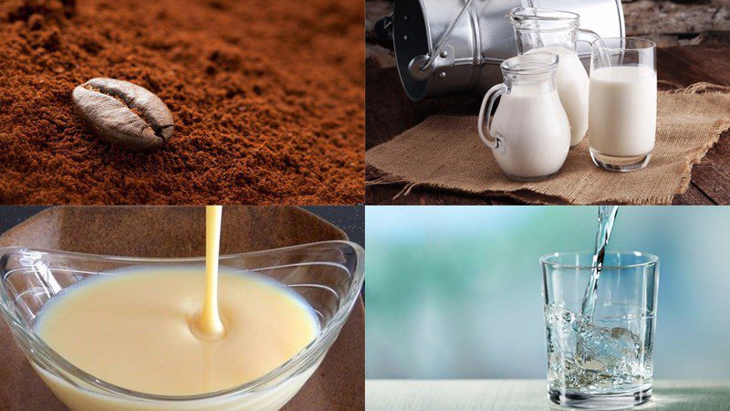 Ingredients for milk coffee ice cream