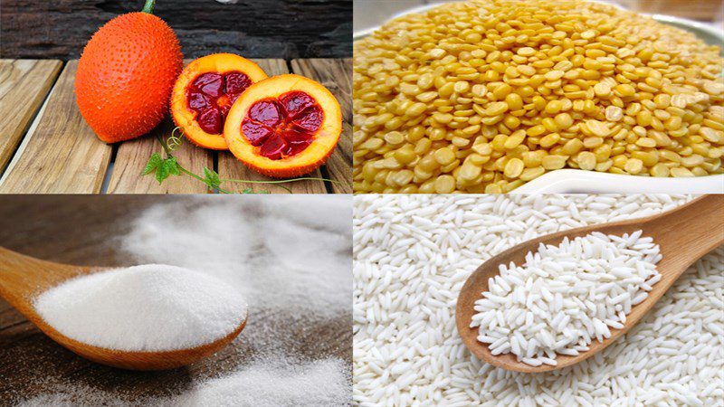 Ingredients for gac sticky rice