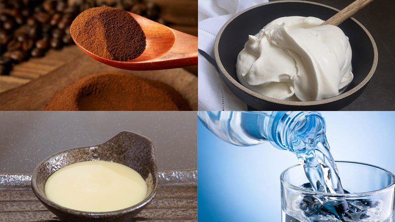 Ingredients for coffee milk ice cream