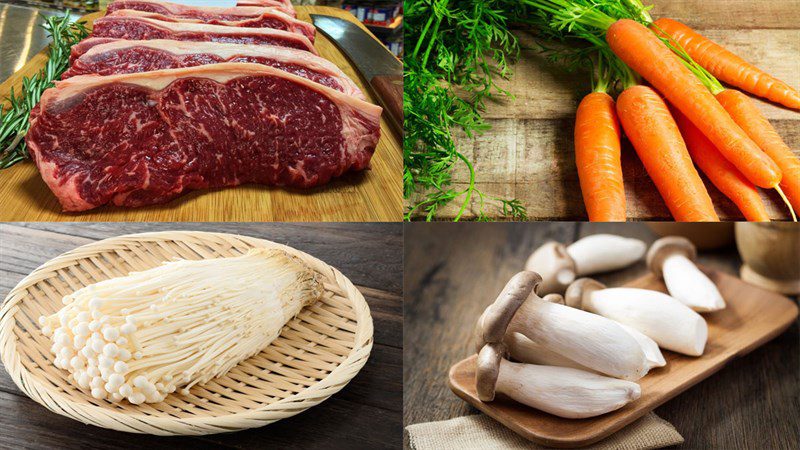 Ingredients for Korean bulgogi beef soup