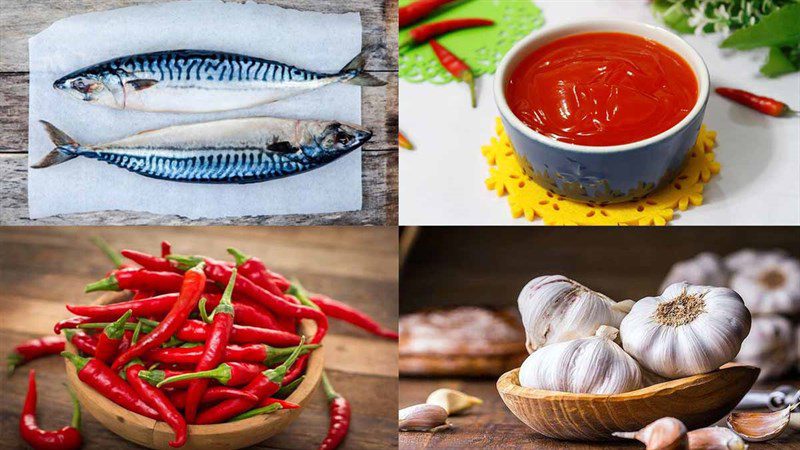 Ingredients for grilled mackerel with fish sauce
