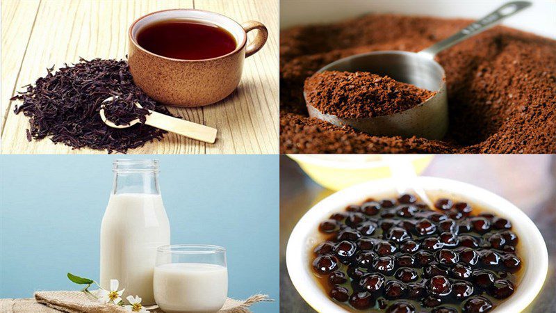Ingredients for milk tea coffee
