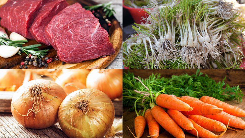Ingredients for stir-fried pickled onion with beef