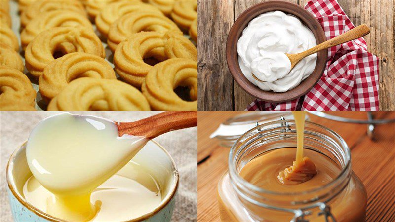 Ingredients for the Oreo cookie and caramel ice cream dish