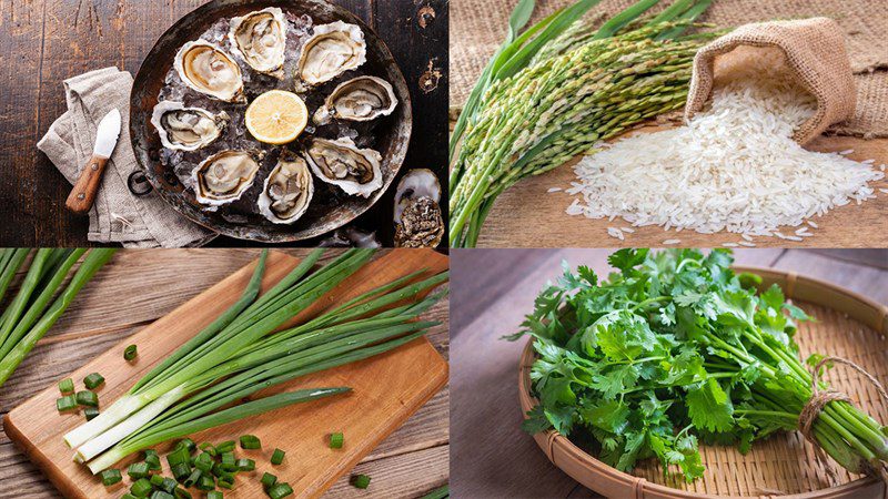 Ingredients for oyster mushroom porridge
