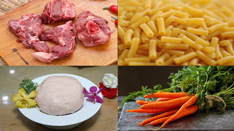 Ingredients for the dish on how to cook noodle soup with pork ribs