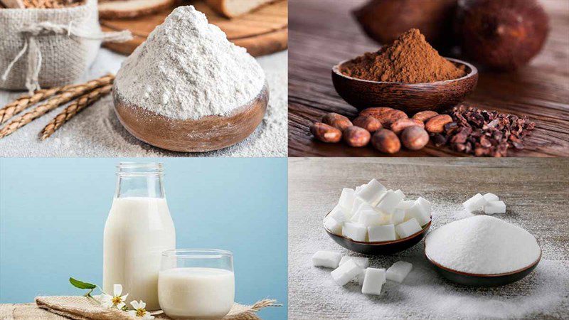 Ingredients for cocoa bread