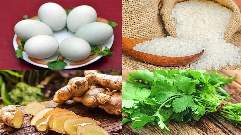 Ingredients for duck egg porridge