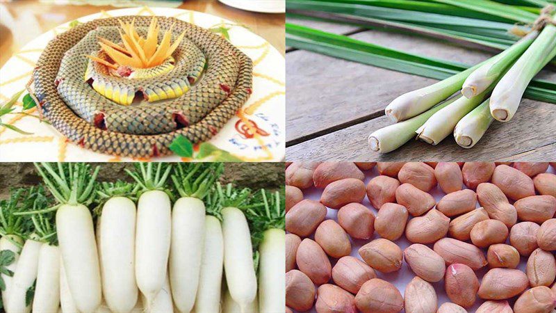 Ingredients for snake hotpot dish from the Mekong