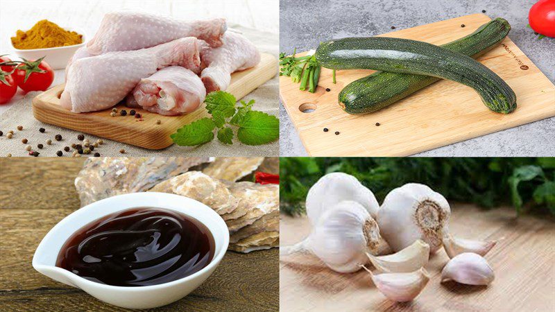 Ingredients for stir-fried chicken with zucchini