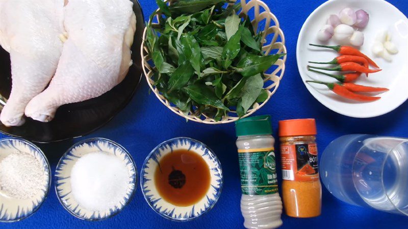 Ingredients for chicken braised with Vietnamese coriander