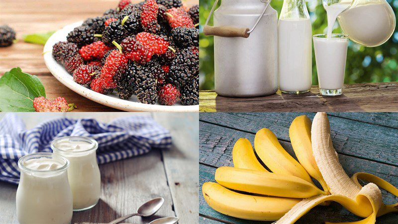 Ingredients for mulberry smoothie