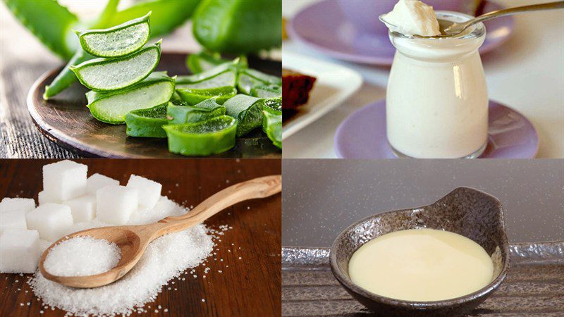 Ingredients for aloe vera yogurt smoothie