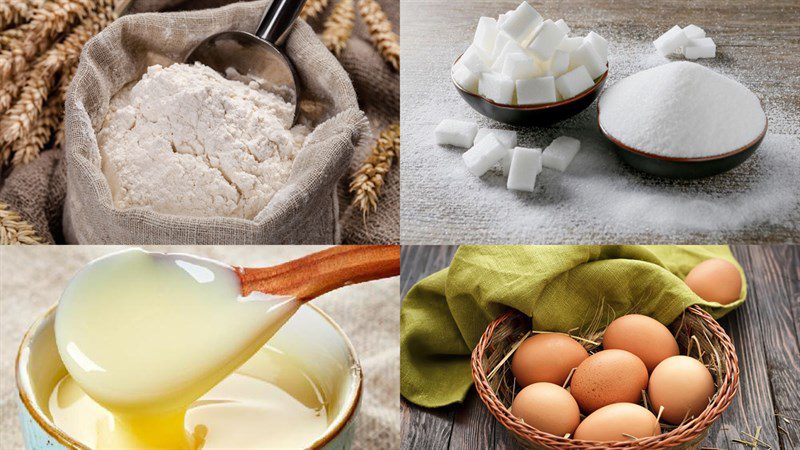 Ingredients for condensed milk sponge cupcake
