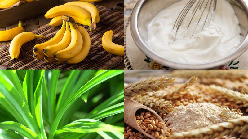 Ingredients for pandan crepe cake filled with banana cream