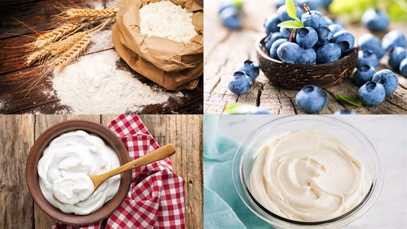 Ingredients for blueberry millefeuille crepe