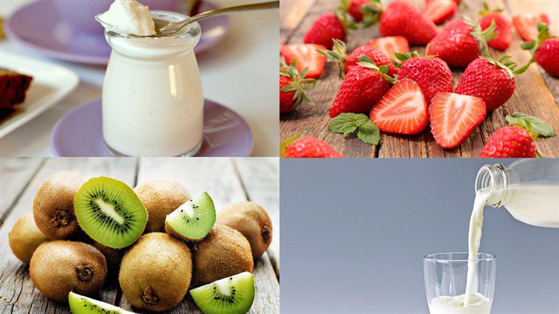 Ingredients for the fruit yogurt bag dessert
