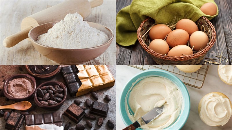 Ingredients for chocolate fruit cake