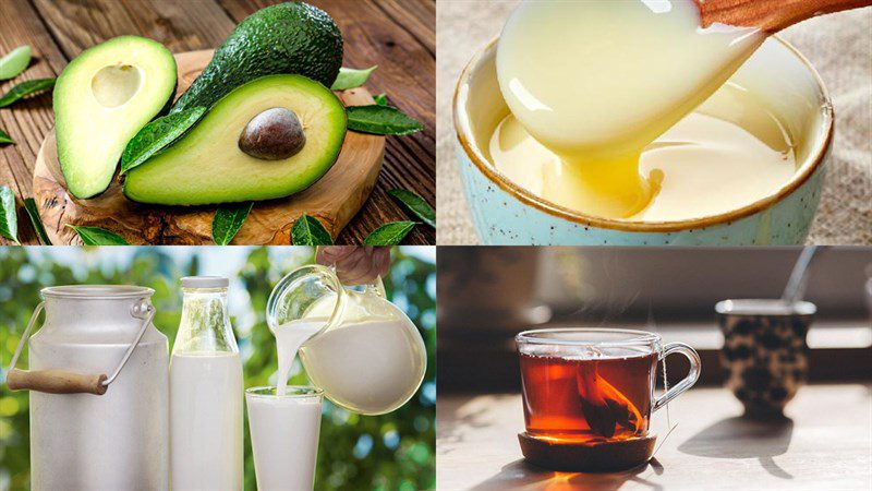 Ingredients for avocado milk tea