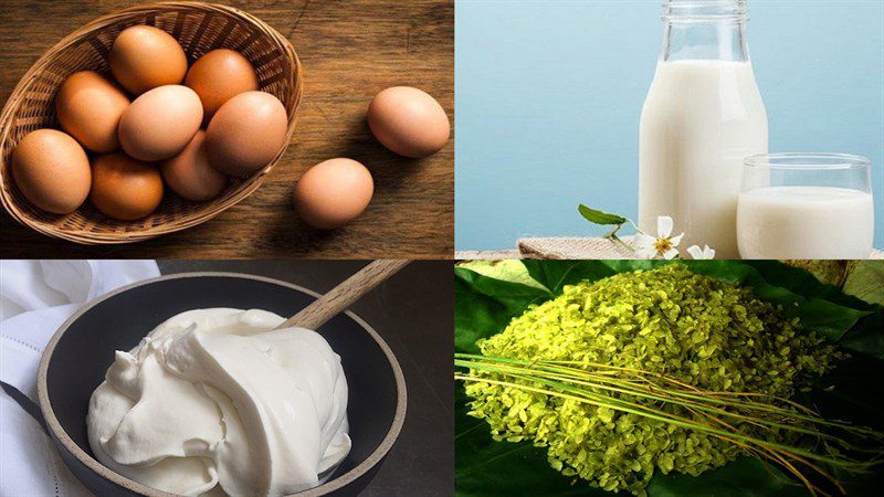 Ingredients for flat green rice ice cream