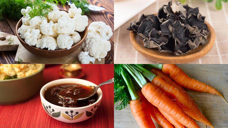 Ingredients for vegetarian rice paper rolls with tamarind sauce