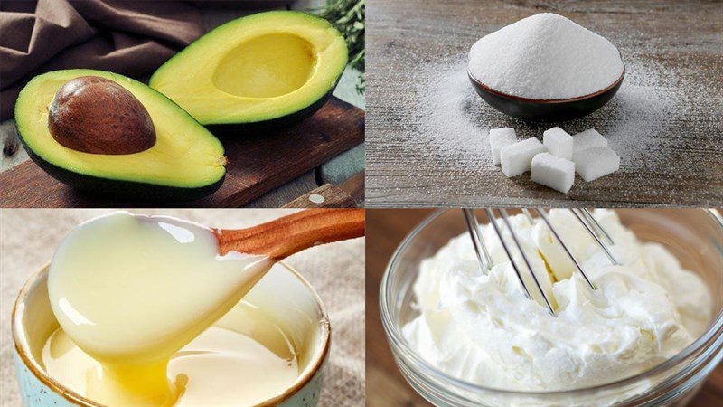 Ingredients for avocado ice cream