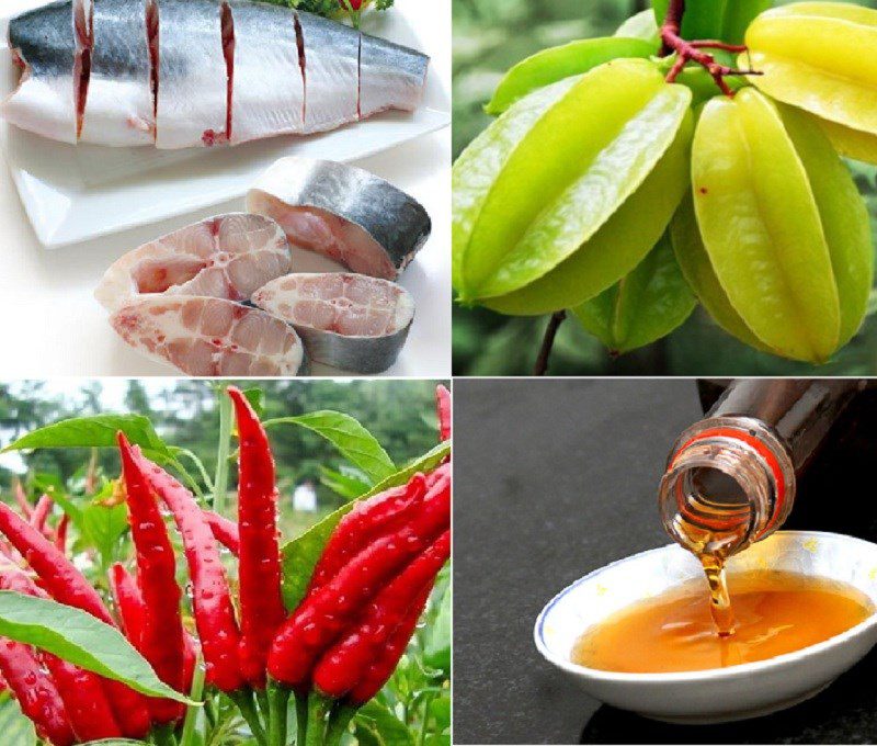 Ingredients for sour starfruit braised basa fish