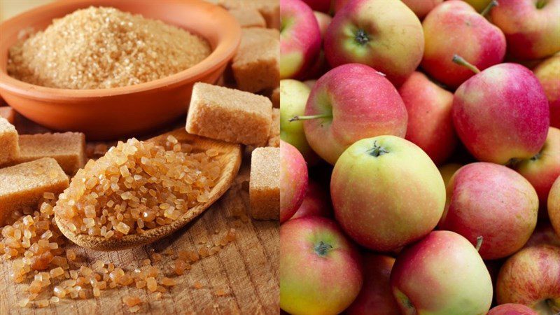 Ingredients for red apple syrup dish