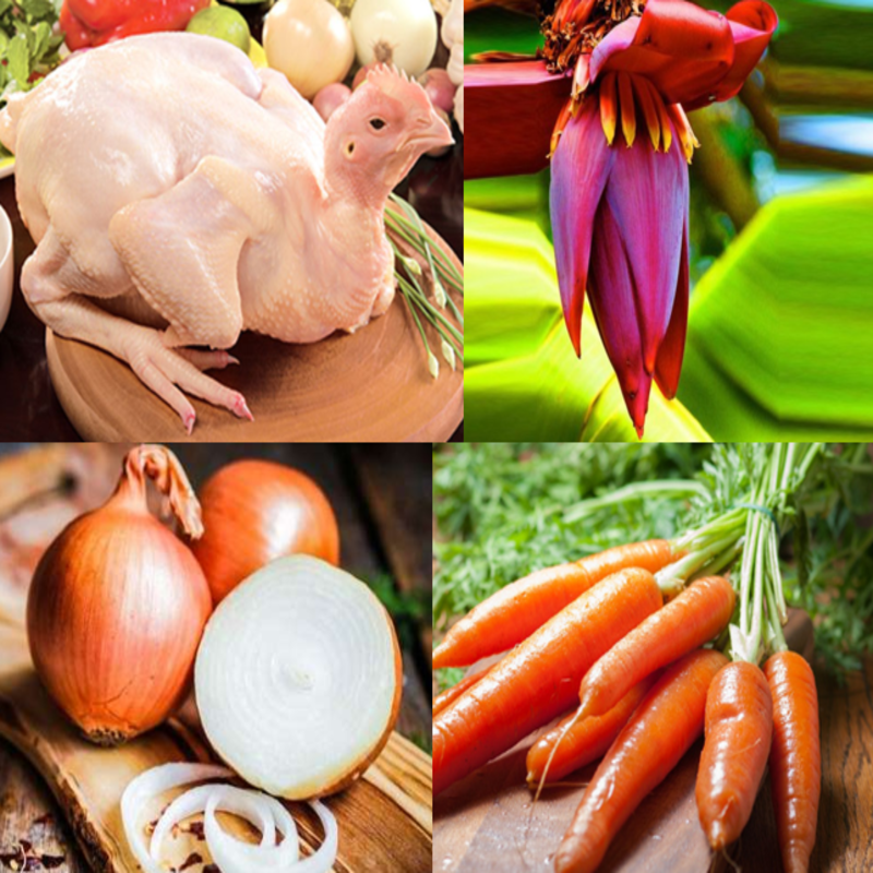 Ingredients for banana flower chicken salad, phoenix flower chicken salad