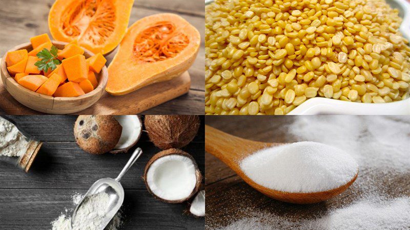 Ingredients for pumpkin dessert using a rice cooker