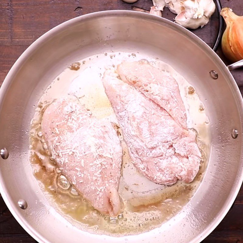 Step 2 Searing chicken Chicken breast with cheese sauce