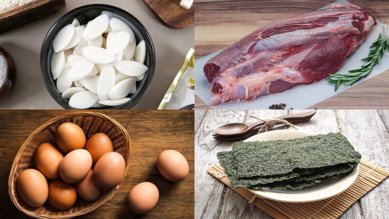 Ingredients for tteokbokki soup (tteokguk)