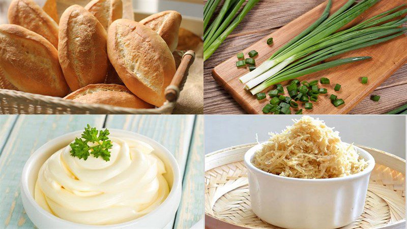 Ingredients for butter and green onion toast