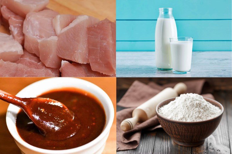 Ingredients for meat-stuffed buns