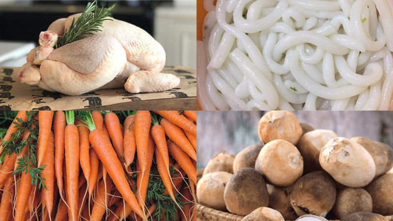 Ingredients for the 2 ways to cook chicken noodle soup