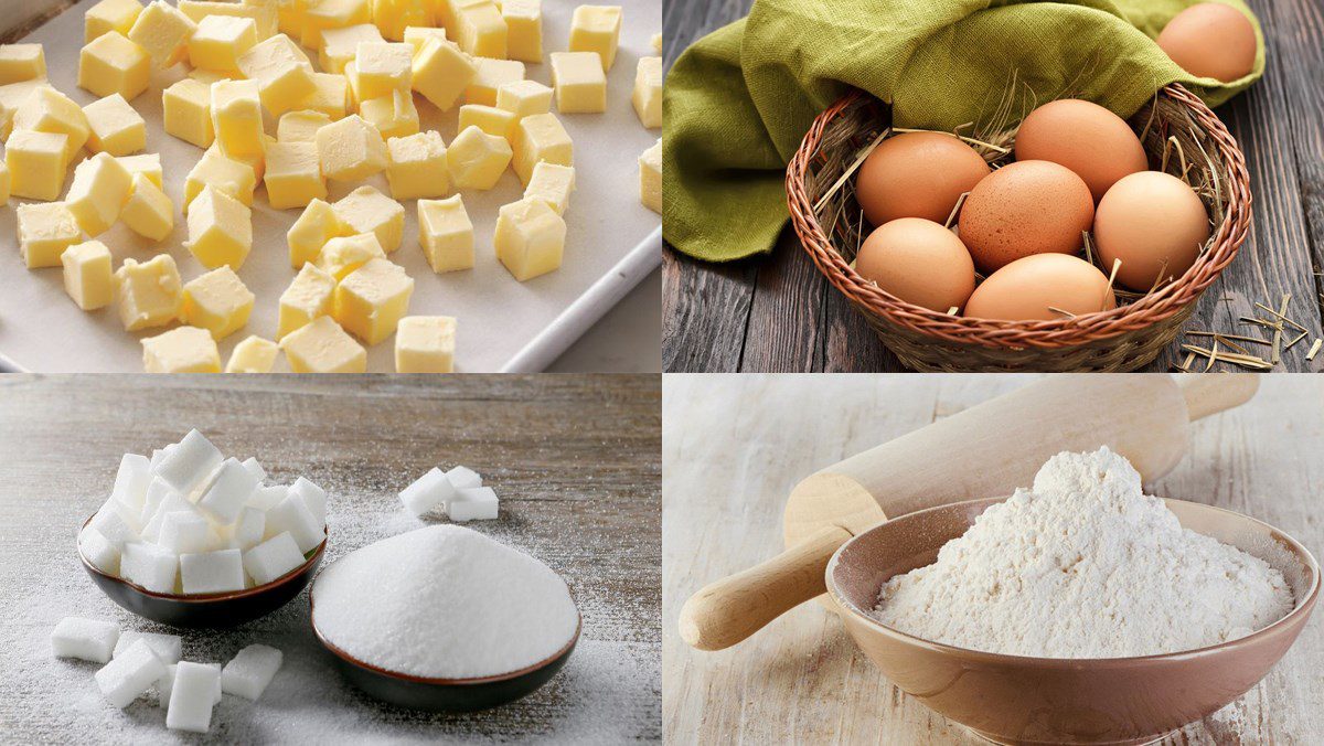 Ingredients for pound cake