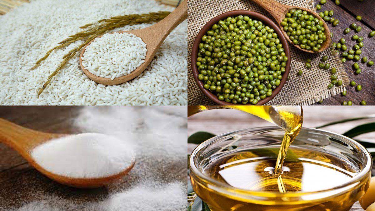 Ingredients for the fried cake with mung bean filling