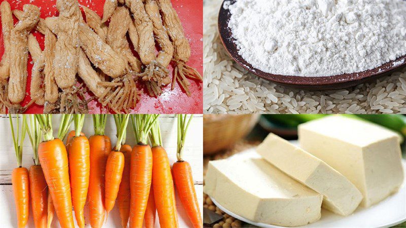 Ingredients for vegetarian rice cake dish