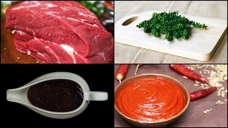 Ingredients for pepper beef stew