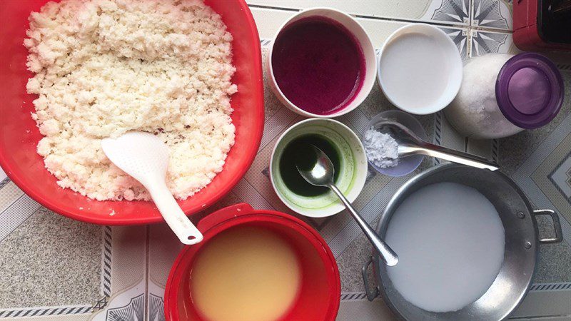 Ingredients for cassava ball dessert