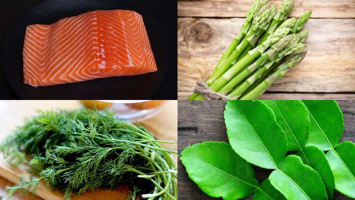 Ingredients for baked salmon in foil