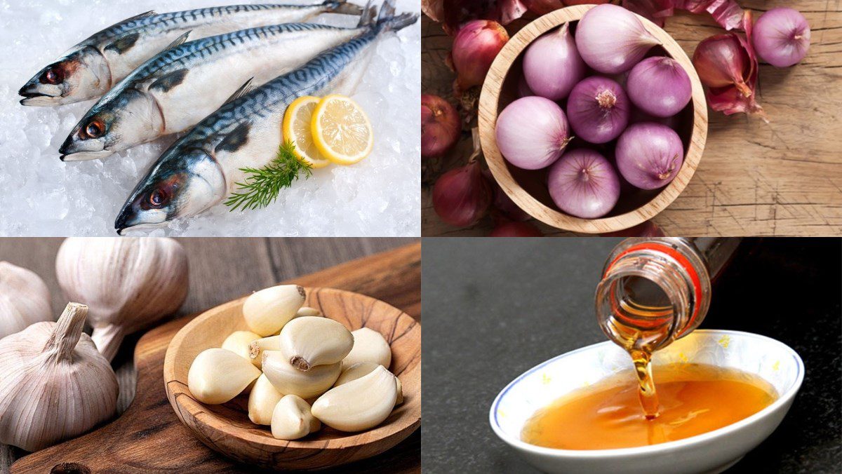 Ingredients for the dish stewed mackerel with pepper