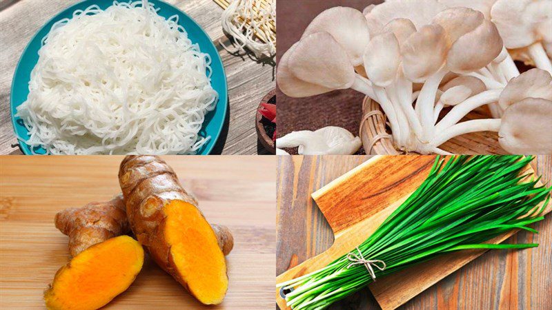 Ingredients for vegetarian turmeric noodles