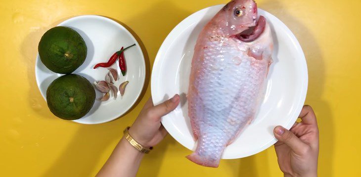 Ingredients for red tilapia with orange sauce and mushroom sauce