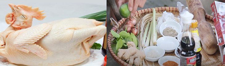 Ingredients for clay-baked chicken wrapped in foil