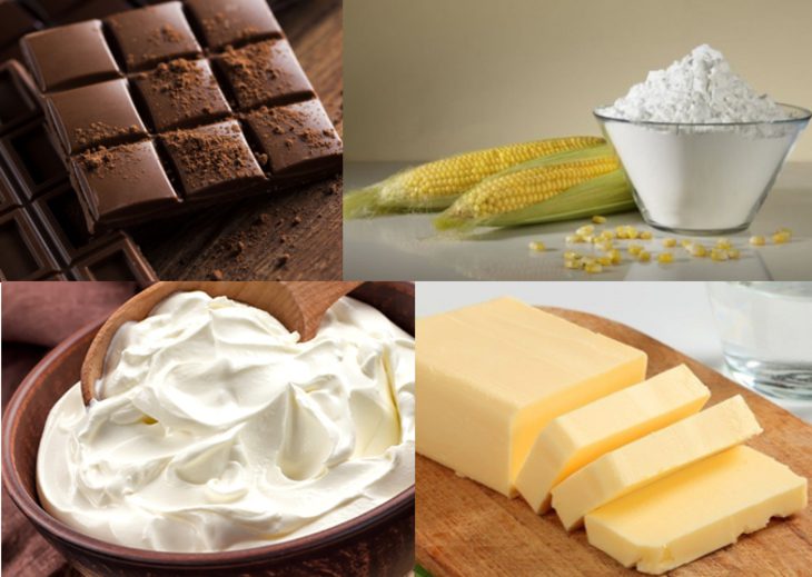 Ingredients for making 2 chocolate and cocoa pudding recipes
