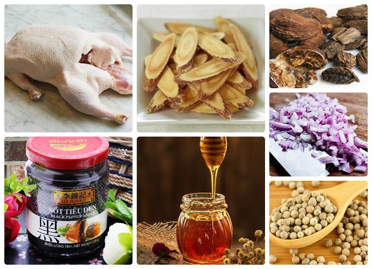 Ingredients for black pepper sauce roasted duck dish