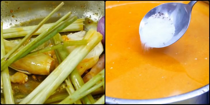 Step 4 Cook the broth for Lao-style fish noodle soup