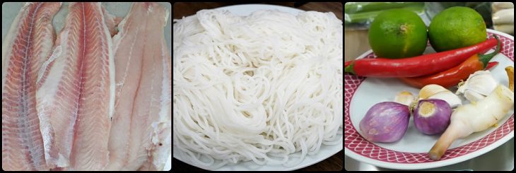 Ingredients for Lao-style fish noodle soup