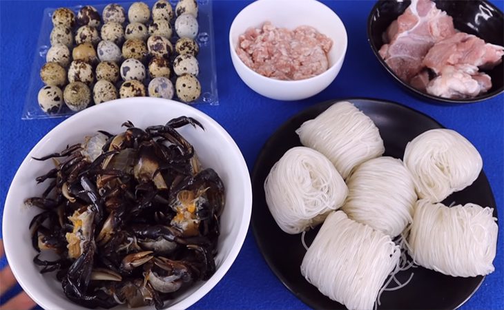 Ingredients for crab noodle dish